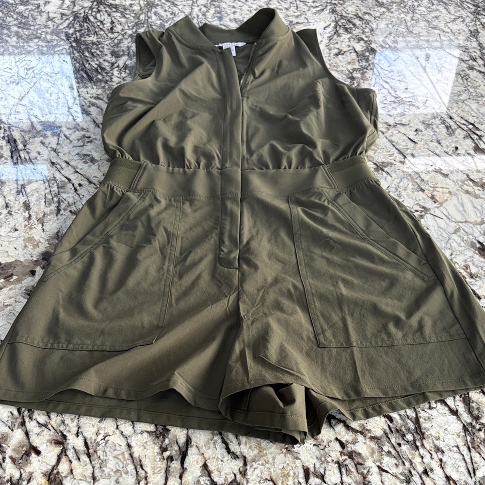 Athleta Olive Zip-Front Romper NWOT